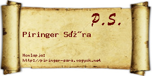 Piringer Sára névjegykártya