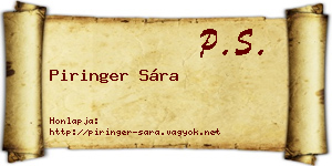Piringer Sára névjegykártya